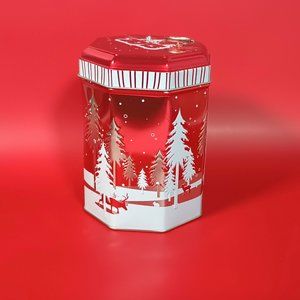 Cookie Tin Music Box Winter Trees Deer Stockmeyer of Germany 2013 Empty
